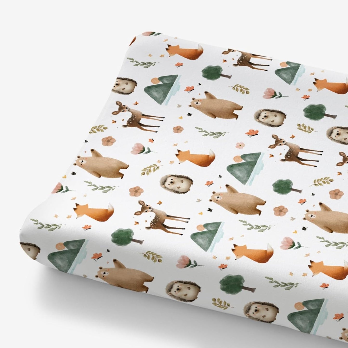 HawSkgFub Boho Animals Changing Pad Cover for Baby Girls Boys, Natural Forest Bear Deer Fox Diaper Change Table Covers, Soft Stretchy Safe Snug Fitted Changing Mat Sheets Fit 32"/34" x 16"