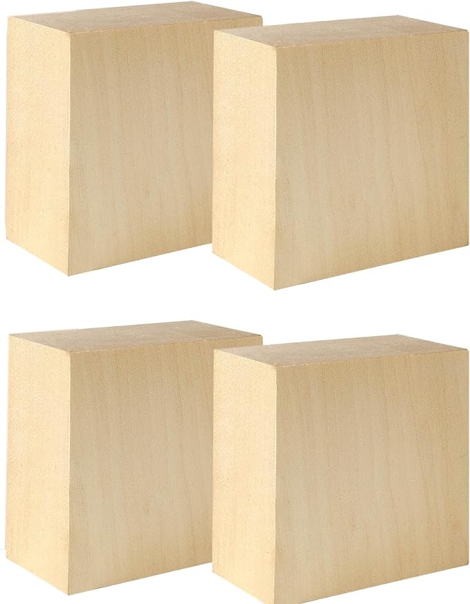 4 Pack Unfinished Basswood Blocks