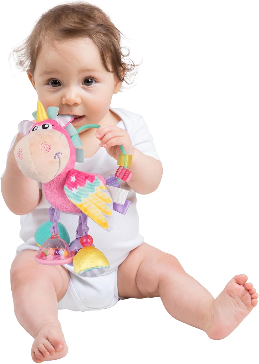 Playgro Unicorn Soft Baby Toys 3-6-12 Months Developmental, 3+ Months Rattles Teething Toys for Babies, Newborn & Infant Sensory Non-Toxic Plush Baby Rattle for Boy Girl Clip Clop Activity Gift