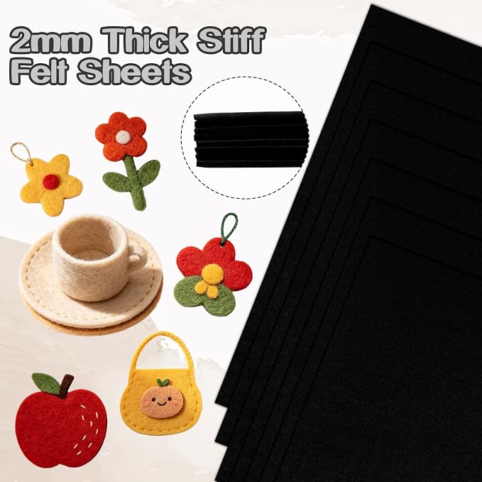 Luomorgo 8 Pcs 8 x 12 Inch Stiff Felt, 2mm Thick,