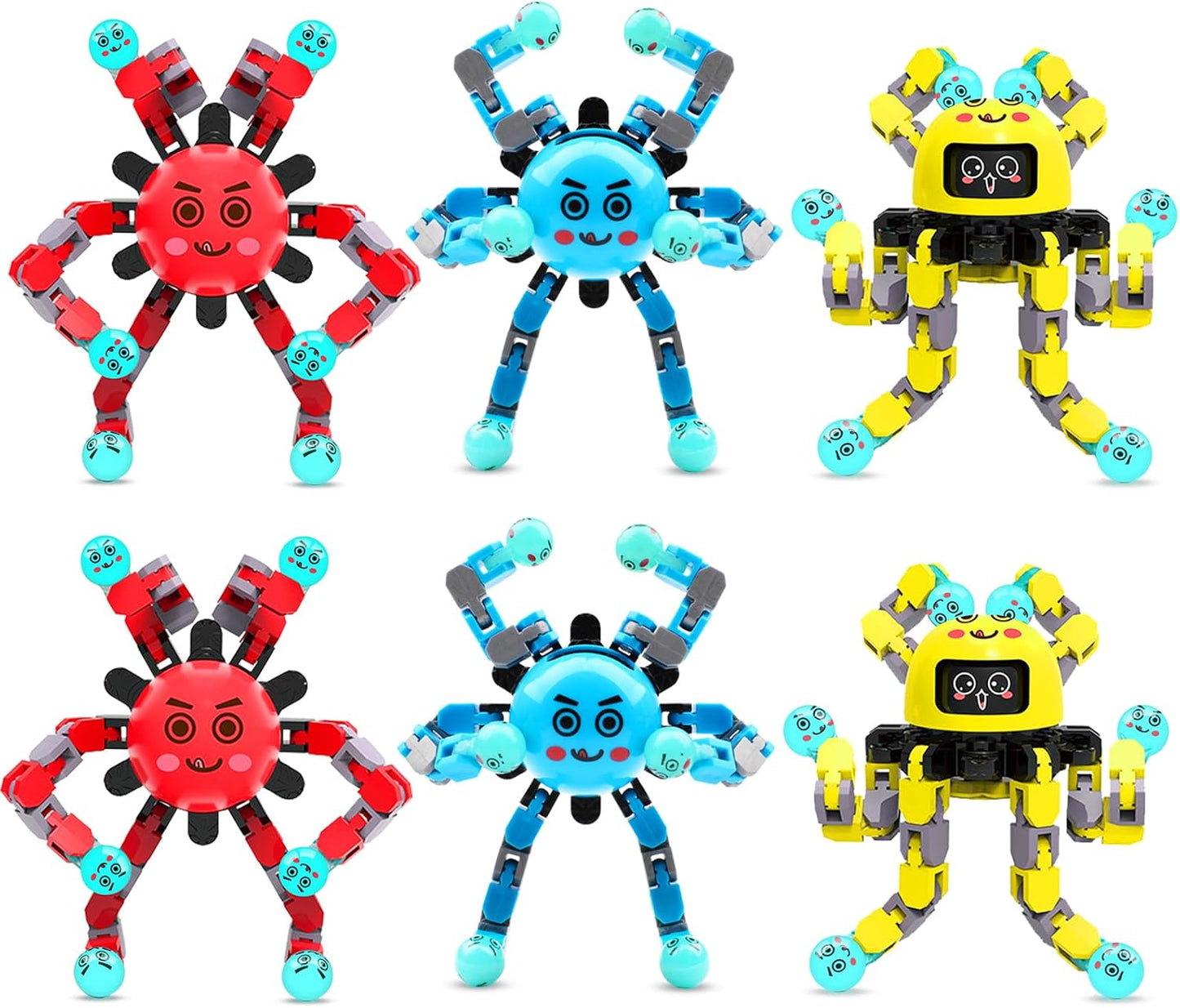 Transformable Fidget Spinner Toys for Kids and Adults,6 PCS Finger Sensory Toy for Boys Girls Autism ADHD Relief,Gifts for Chrismas Birthdays Party Favors for Teens Travel Stocking Stuffers