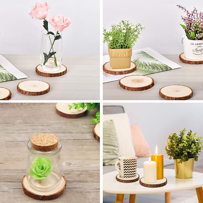 LESUMI Wood Slices with Bark, DIY Craft Supplies