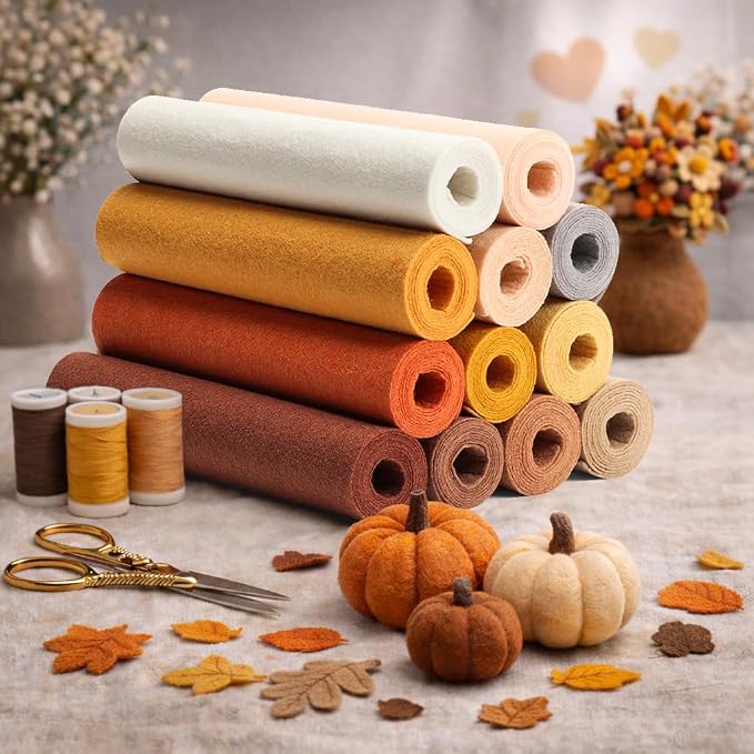 Large Stiff Felt Sheets 8"x35" – 12 Assorted Colors Felt Fabric Bundle Pack