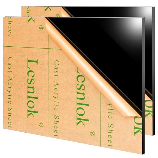 Black Acrylic Sheet 14 x 14 x 1/8 inch Thick 3mm Opaque Plexiglass Sheet