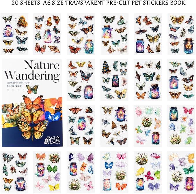 Transparent Butterflies Fairy Sticker Book