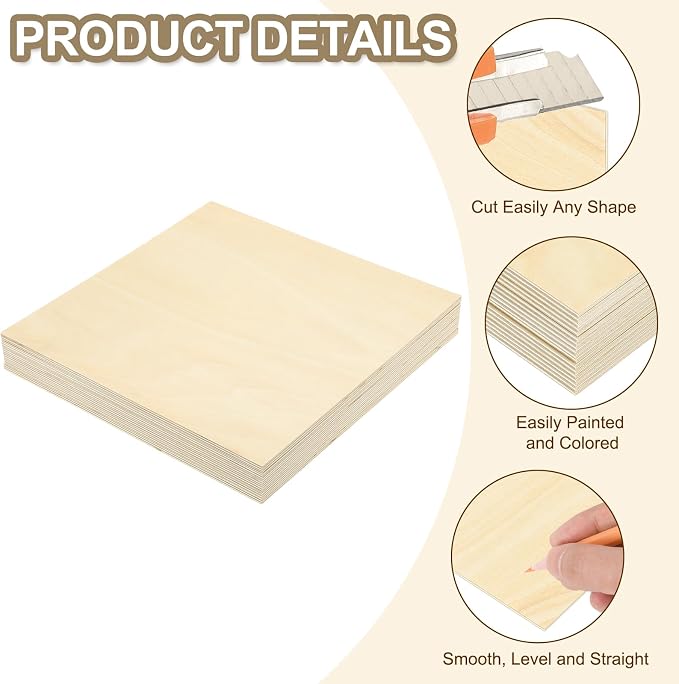 PATIKIL 10x10x1/4 Basswood Sheets