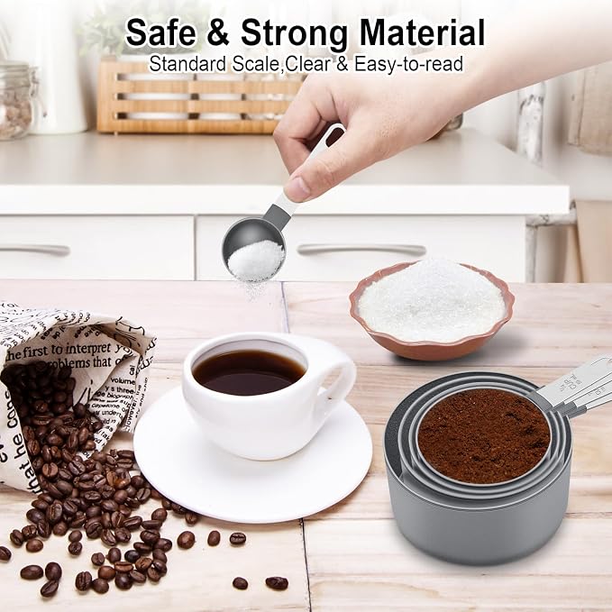 Measuring Cups and Spoons Set of 10 Pieces, Nesting Measure Cups Spoons