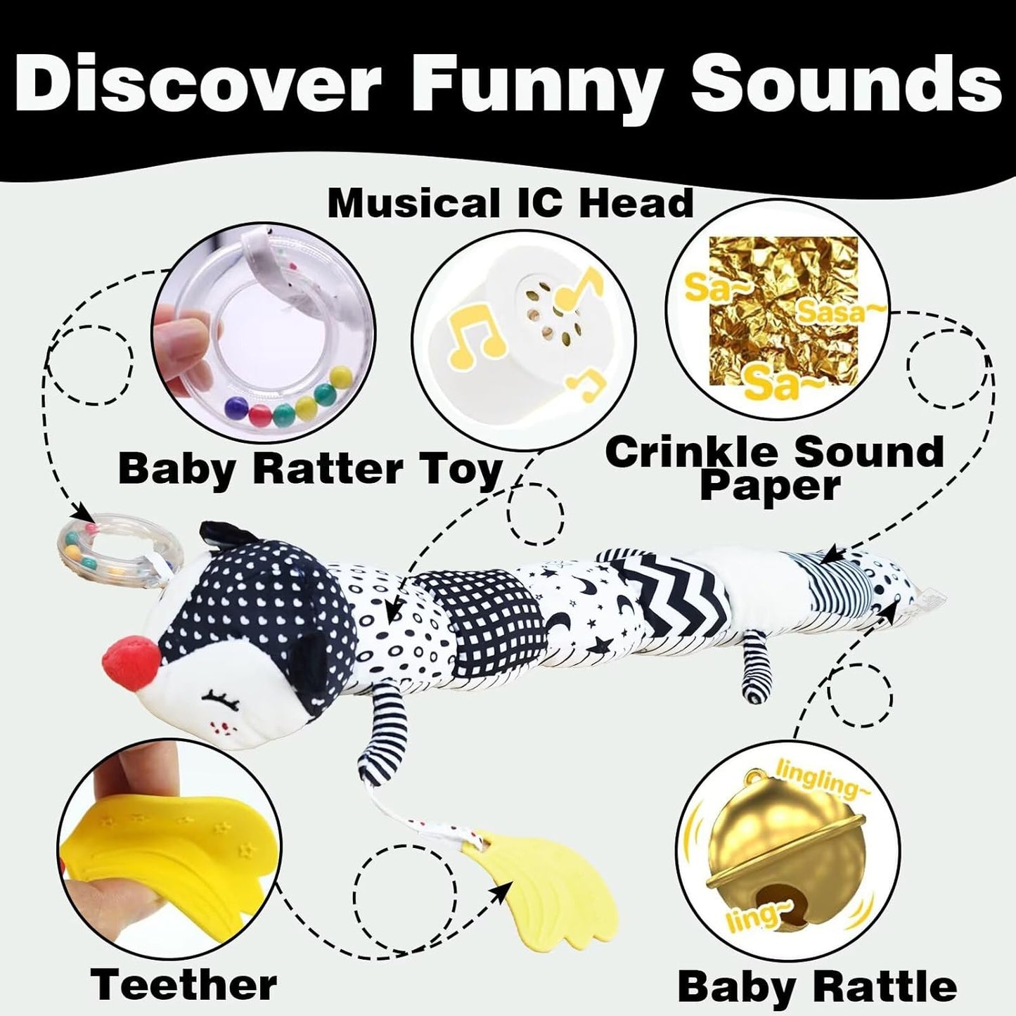 Pau1Hami1ton Baby Toys 3-6-12 Months Musical Plush Caterpillar Toy,Newborn Toys with Crinkle and Rattles,Baby Sensory Toys,Newborn Boy Girl Gifts.