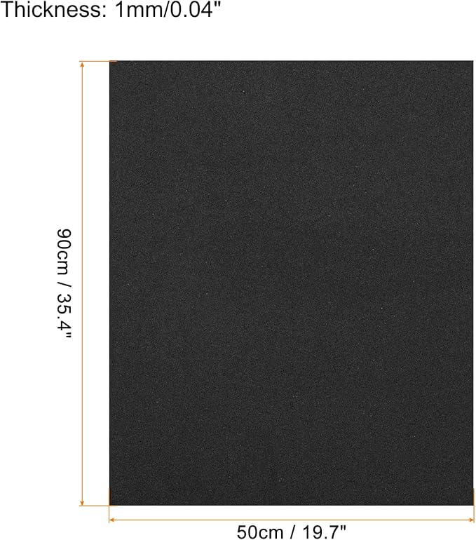 MECCANIXITY EVA Foam Sheets Black 19.7 Inch x 35.4 Inch 1mm Thick Crafts Foam