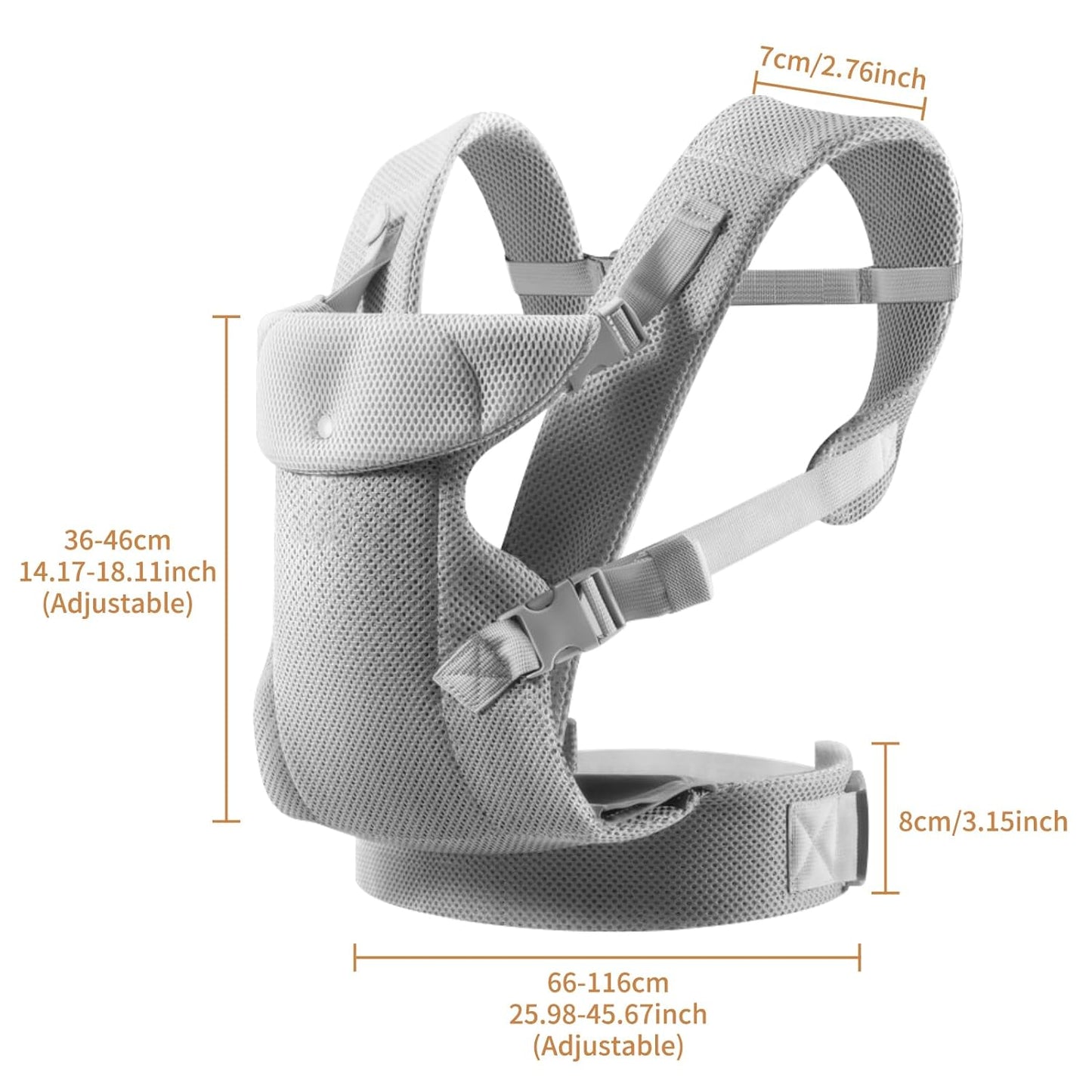 IULONEE Baby Carriers from Newborn with Detachable Bibs Ergonomic Portable Baby Front & Back Backpack Carry Adjustable Toddlers Carrier for Infant Within 33lbs Light Gray