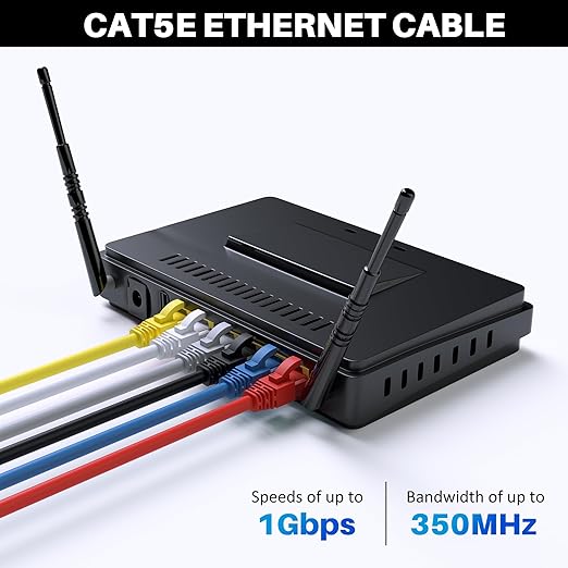 Cat5e Ethernet Cable 200 FT, Cat 5e Internet Cable, Blue Snagless Patch Cord, Flexible, Network, LAN, PoE, Standard RJ45 Connector for PC, Server, Router, Modem, TV, PS5 - with 15 Cable Ties