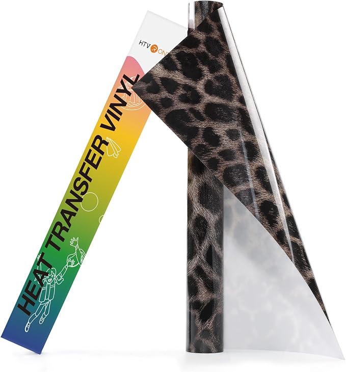 HTVRONT Leopard Heat Transfer Vinyl, 12in x 8ft Leopard Printed Iron on Vinyl