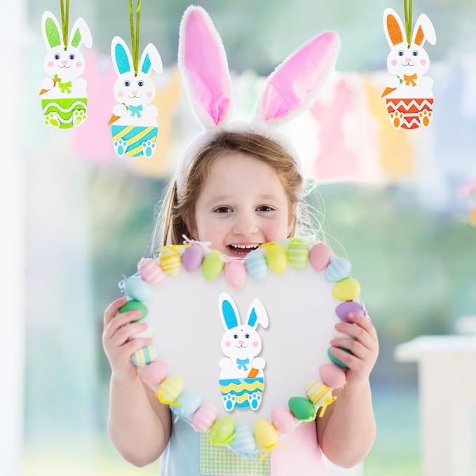 Fennoral 12 Pack Bunny Craft for Kids Make You Own Rabbit Foam Stickers