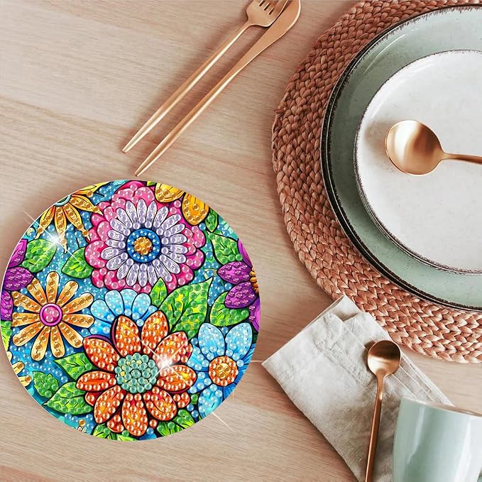 ijbnhd 8 Pcs Flowers Diamond Art Coasters