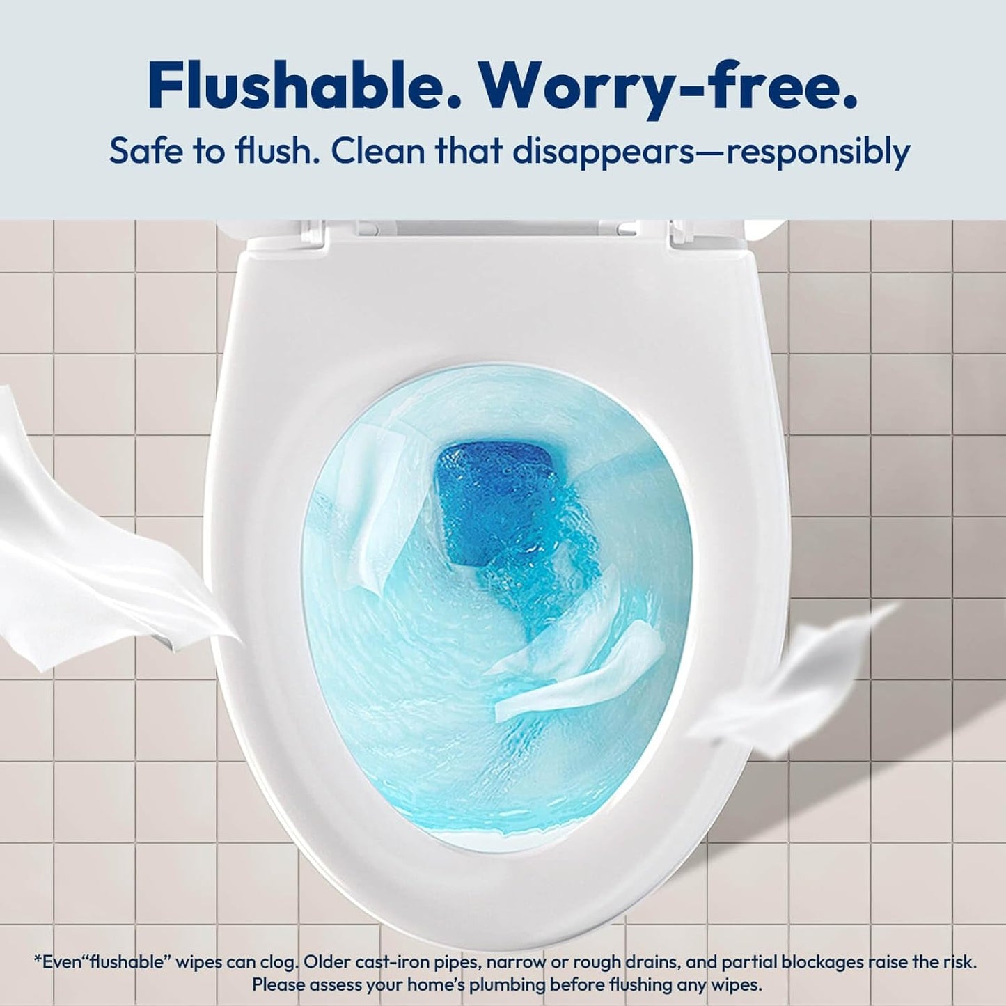 Flushable Wet Wipes - 9 Large & 6 Travel Packs (600 Ct) - XL Unscented Body & Hand Wipes with Vitamin E & Aloe - For Adults, Kids & Children - All-in-One for Home, Bathroom, Car & On-the-Go Freshness