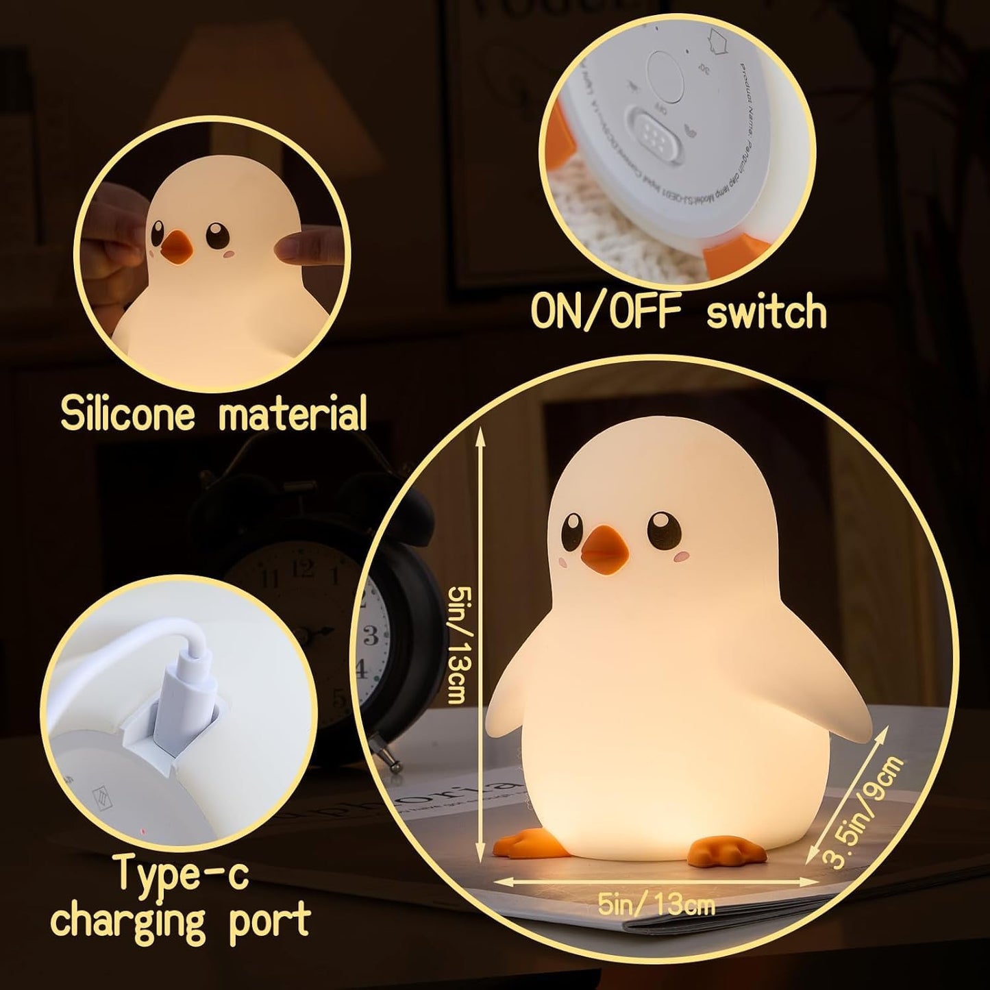 DNBFLL Penguin Night Light, Night Light for Kids,Kid Rooms Lamps, Charming lamp Decoration for Children's Rooms, Delightful Gifts for Baby Boys and Girls, Christmas Presents