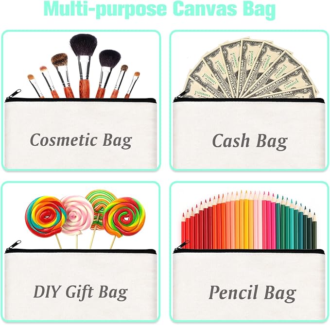 ZeeDix Canvas Zipper Pouch Bulk – 8.3 x 5 Inches Cotton Canvas Pouches