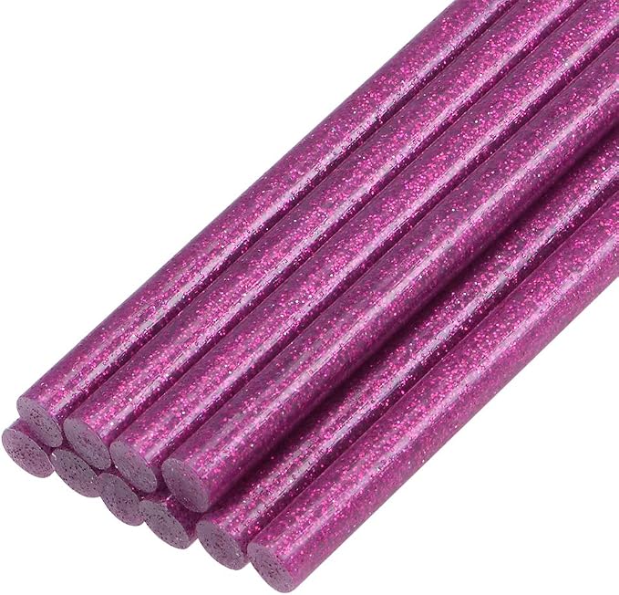 uxcell Mini Hot Glue Sticks for Glue Gun 0.27-inch x 4-inch Rose Red Glitter