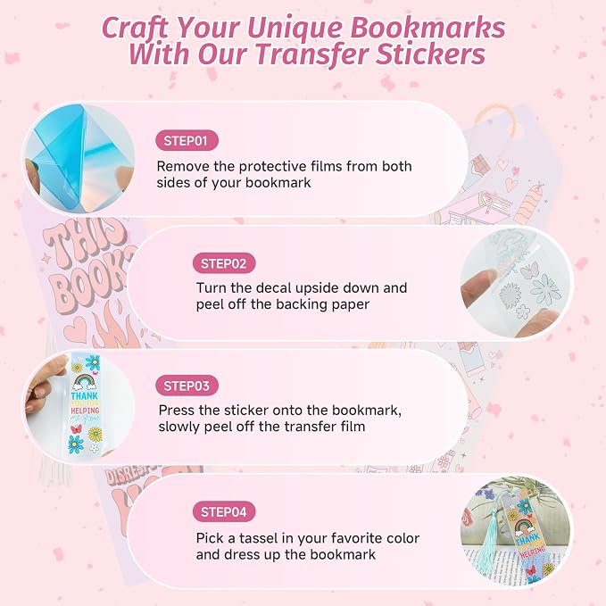 120Pcs Acrylic Bookmark Blanks Kits, Iridescent Clear Bookmarks Bulk
