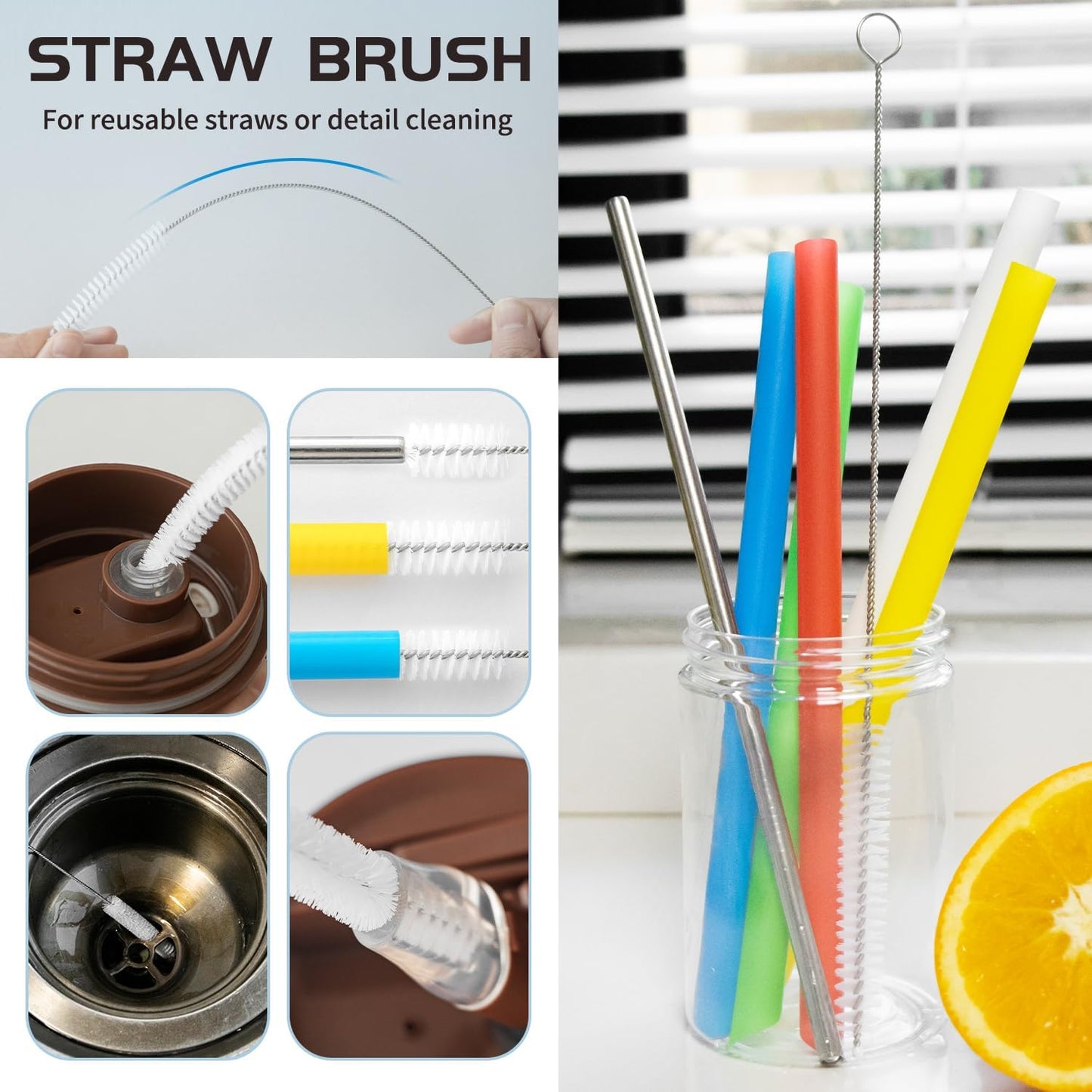 Living and Giving 3Pcs Set of Bottle Brush Flexible Cleaning Brushes Kitchen Nylon Multifunction Clean Brush Set