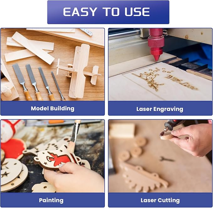 5 Pack Balsa Wood Sheet, Unfinished Wooden Squares Boards Balsa Plywood Wood