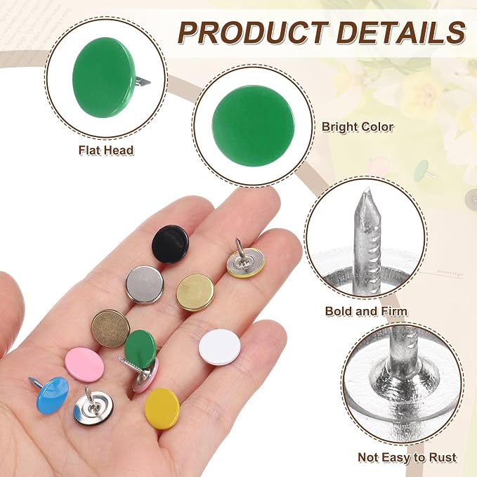 uxcell 150Pcs Upholstery Tacks, 11mmx10mm Flat Head Thumb Tack Decorative