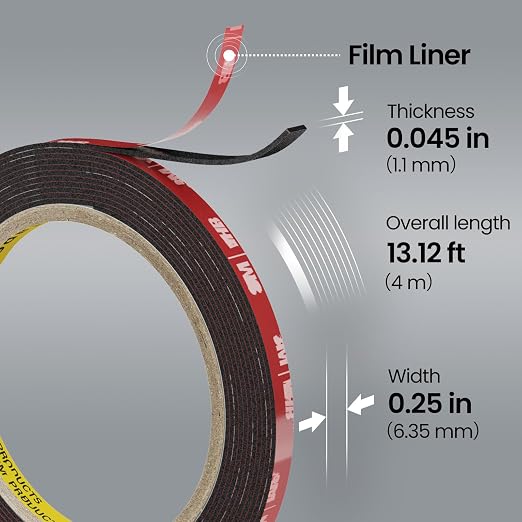 Double Sided Heavy Duty Tape, 13.12 FT × 0.25 in Mounting Adhesive Foam Tape