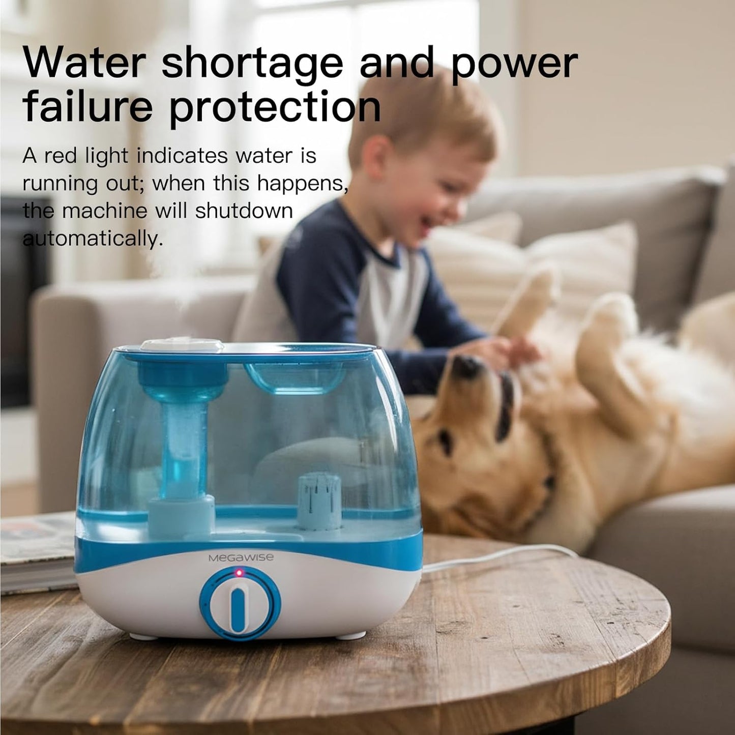 MegaWise Humidifiers for Bedroom Home, 5.0L Cool Mist Humidifier for Home Plant and Baby Nursery, Quiet Ultrasonic Humidifier with 360° Nozzle, Auto Shut-Off, Blue
