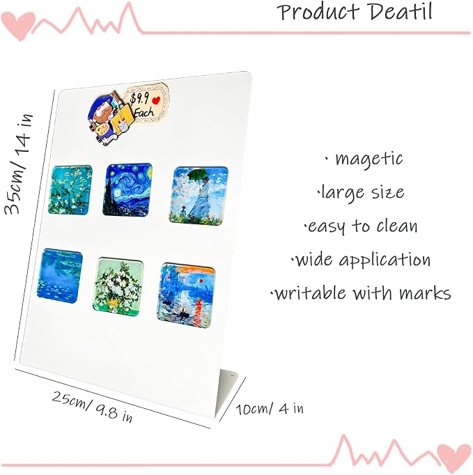 2 Pack Metal White Magnet Display Board