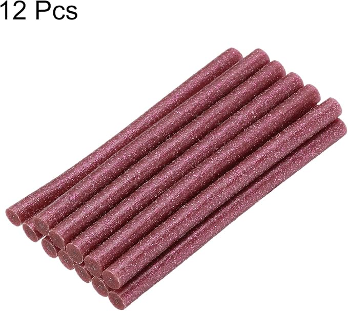 uxcell Mini Hot Glue Sticks for Glue Gun 7mm x 100mm Glitter Red 12pcs
