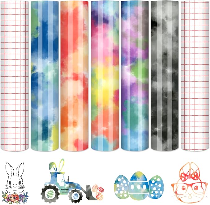 Tintnut Tie Dye Permanent Vinyl 5 Sheets 12"x10" Easter Adhesive Vinyl | Clouds