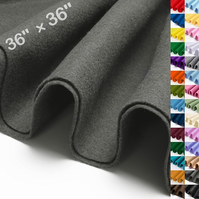 XSEINO Dark Gray Large Felt Fabric 36" X 36 ", 1.4 mm Thick Soft Felt Fabric