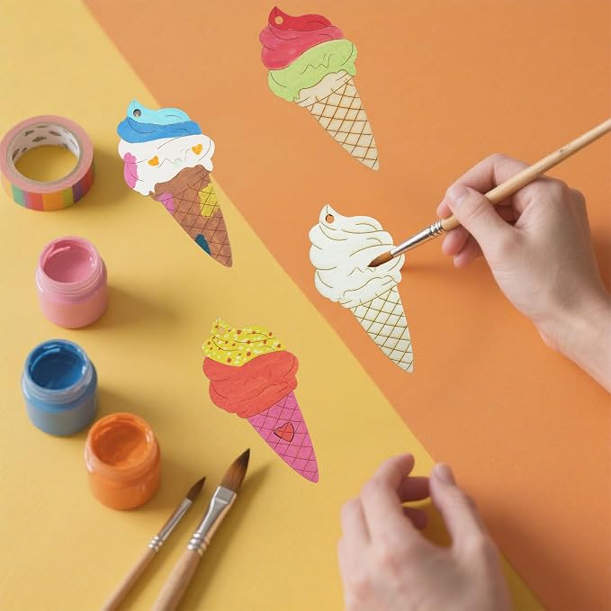 30 Pcs Wooden Ice Cream Decor Unfinished Wood Crafts