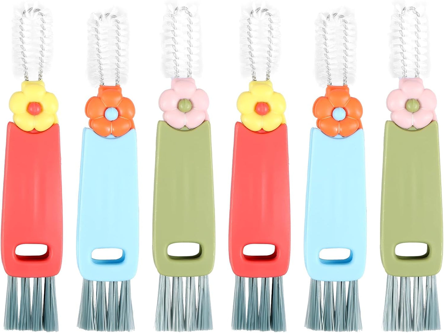 6Pcs Cup Lid Cleaning Brush Multifunctional Bottle Gap Cleaner Brush 180° Rotatable Cup Lid Gap Cleaning Brush Set Hangable Cup Crevice Cleaner Portable 3 Colors Cup Lid Cleaner for Bottle Cleaning