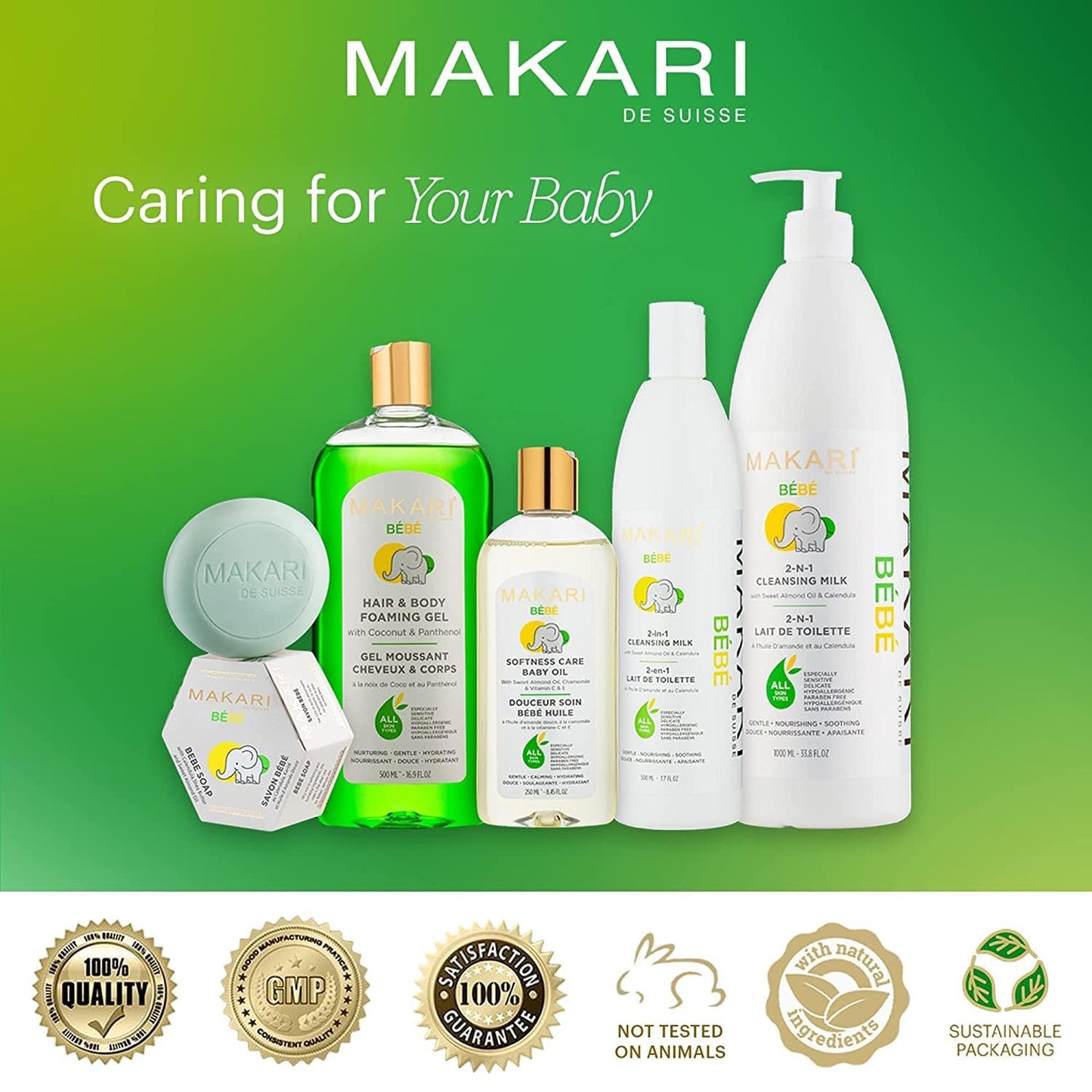 MAKARI Baby Soap 2 Pack (5.4oz) | Moisturizing Daily Bar Soap for Delicate Skin | Mild Cleansing Children’s Bath Bar With Shea Butter and Non-Irritating Botanical Ingredients