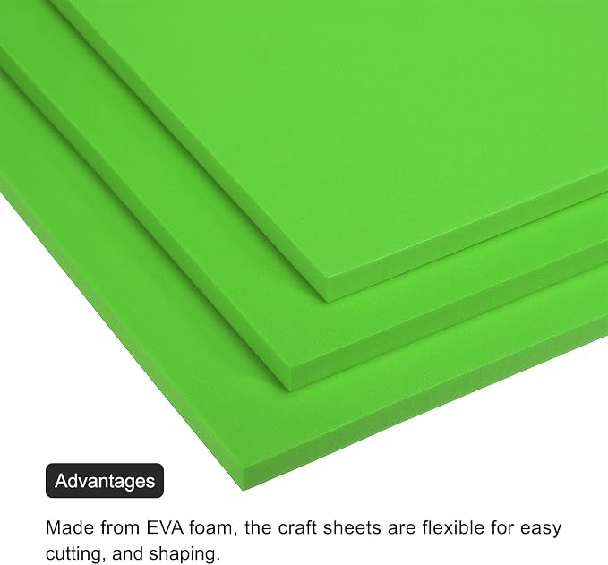 MECCANIXITY EVA Foam Sheets Green 9.8 Inch x 9.8 Inch 10mm Thick Crafts Foam