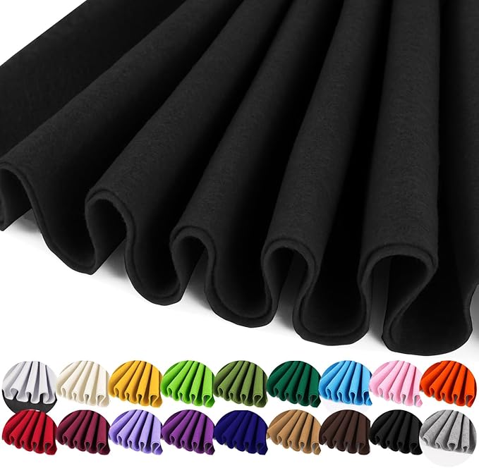 IONTACH 36" X 36" Black Soft Felt Fabric 1.6mm Thick | Felt Sheets