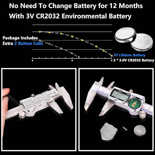 Digital Caliper Measuring Tool, IP54 Waterproof Stainless Steel Vernier Caliper