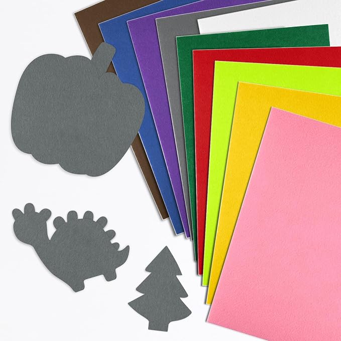 CHRORINE 10 Pcs Grey Felt Fabric Sheets Self Adhesive Felt Sheets 8 x 12 Inches