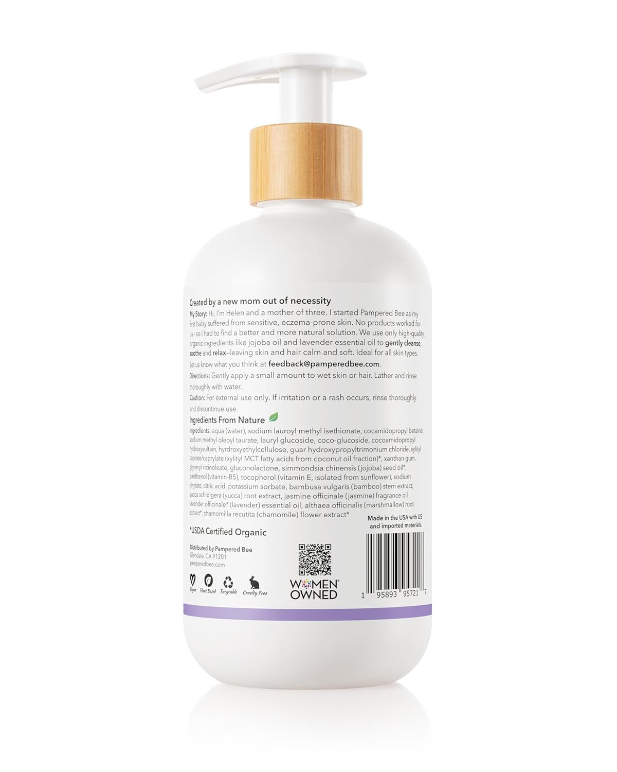 Shampoo & Body Wash (Lavender & Jasmine), 2-in-1 Natural Formula for Newborns, Toddlers and Kids - Cleanses and Softens the most sensitive skin, 12 oz (Pack of 2)