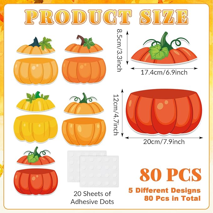 gisgfim 80Pcs Fall Pumpkin Cutouts Thanksgiving Fall Decorations Bulletin Board