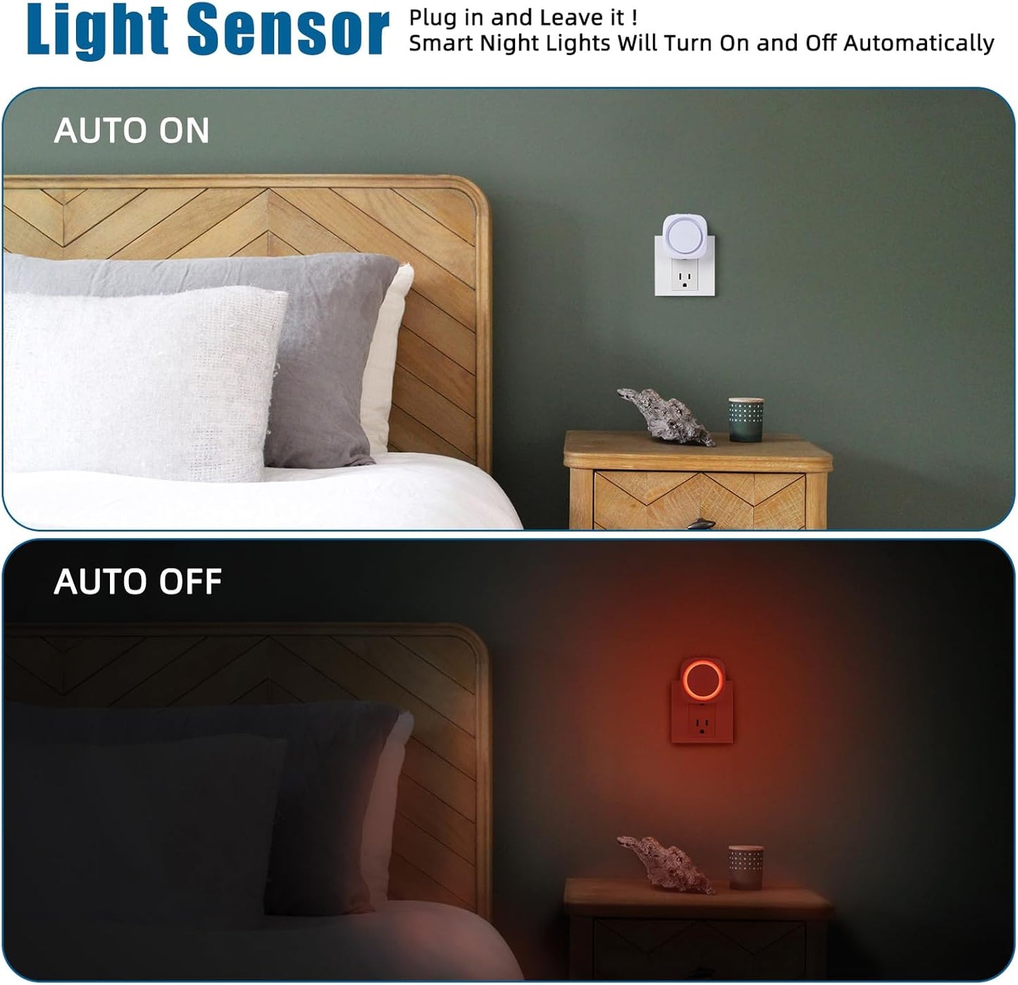 Red Night Lights Plug into Wall, 4 Packs Dimmable Night Light with Dust to Dawn Sensor, Automatically Turn on and Off, Gentle Glow Nightlight for Bathroom,Bedroom,Stairs,Kitchen,Hallway, Red