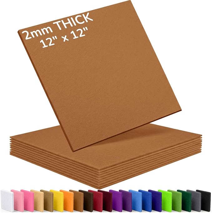 2mm Stiff Felt Sheets 12" X 12" | Thick Polyester Felt Material, DIY Craft