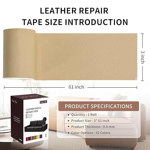Leather Repair Patch Tape, Car Seat, Vinyl Leather Repair Kit