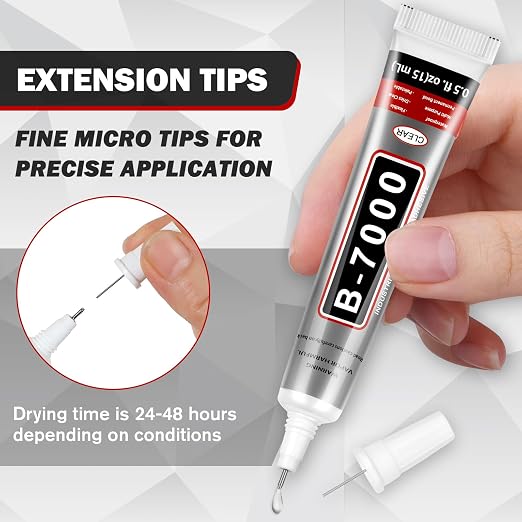 ALECPEA B7000 Bedazzling Glue, 16 Pack 15ml Clear Rhinestone Adhesive