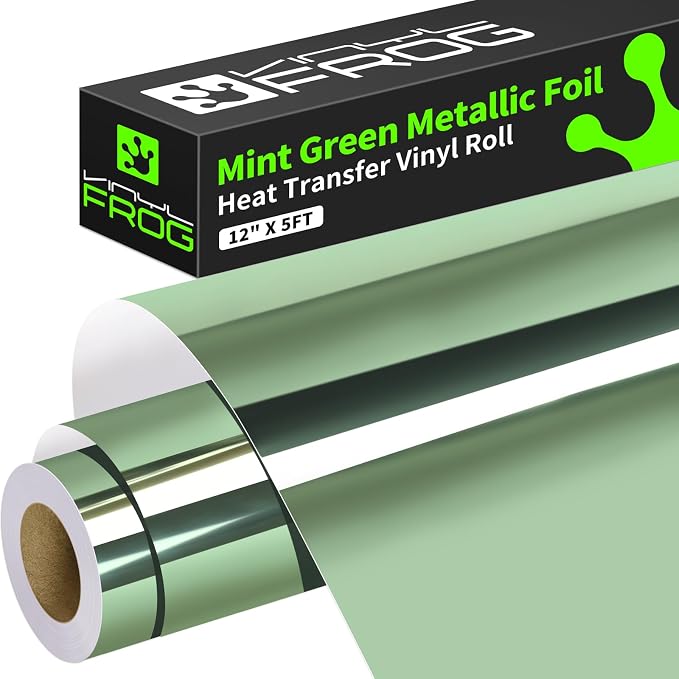 VINYL FROG Mint Green Metallic Foil HTV Vinyl Roll 12" x5ft Mint Green Chrome