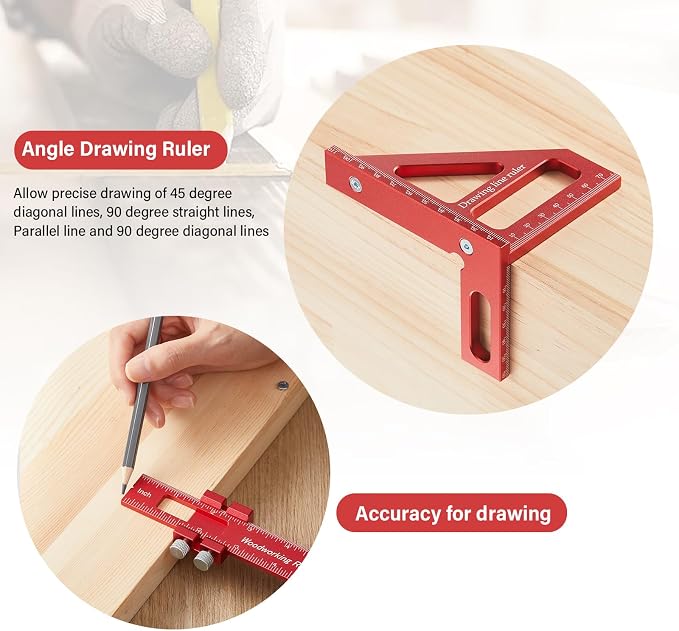 4 Pcs Woodworking Ruler, Metal Precision Pocket Rulers 12, 6 Inch
