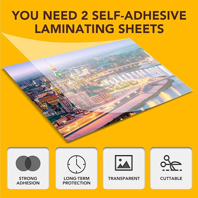 RowinsyDD 80 PCS Self Laminating Sheets, Self Adhesive Laminating Sheets | 8.5