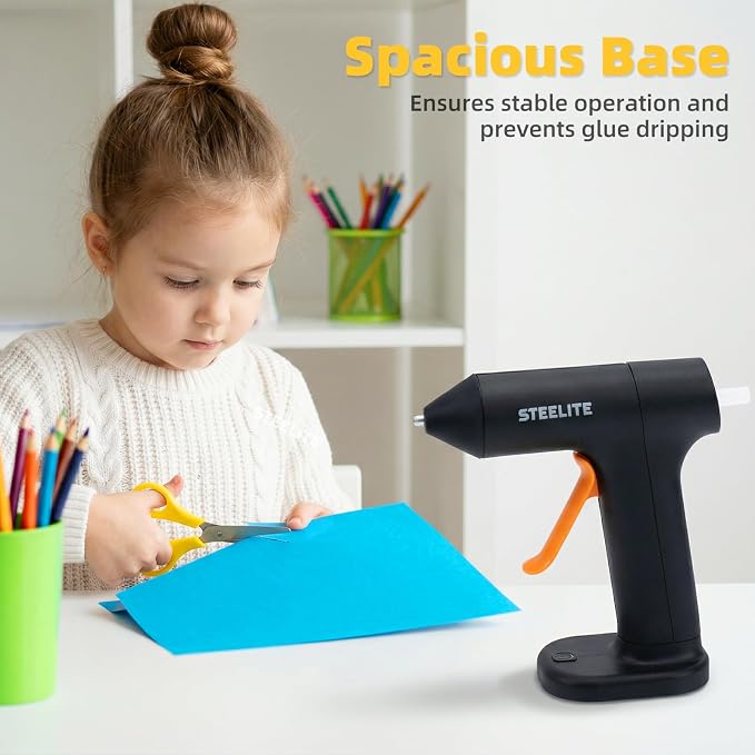 Cordless Hot Glue Gun with 10pcs Glue Sticks, 30s Fast Heating, 2000mAh
