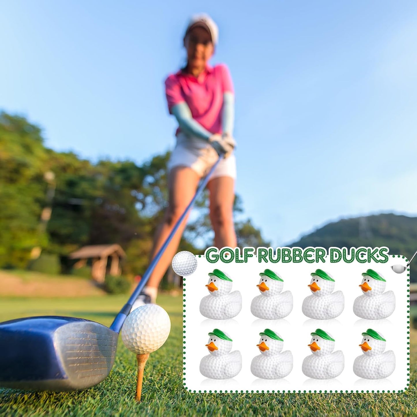 Deekin 50 Pcs Rubber Duck 2 Inch Bulk Sport Party Favors for Birthday Party Decorations Club Player Gift (Green Golf)